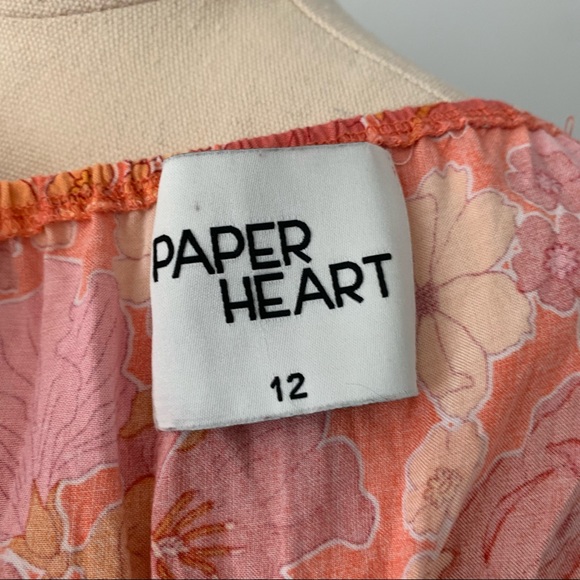 Paper Heart Floral Boho Midi Sleeveless Dress Size 12 Orange Peach - Picture 5 of 6